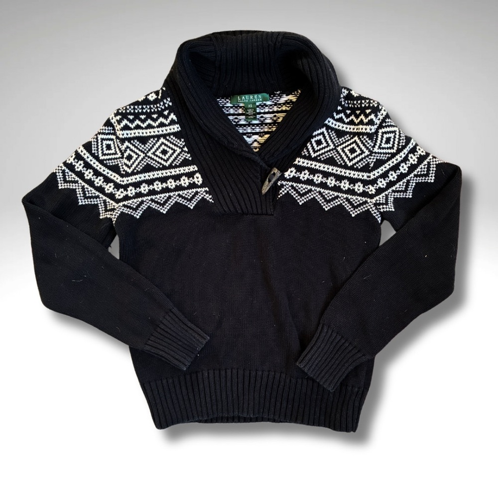 Ralph Lauren Black and White Cowl Neck Sweater